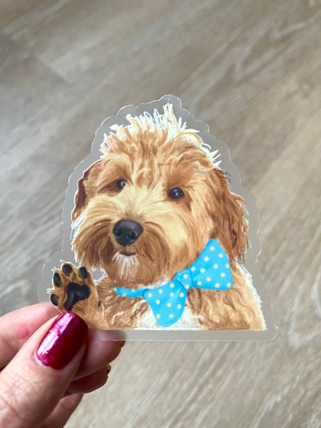 Golden Doodle clear waterproof vinyl sticker 2.9x3"