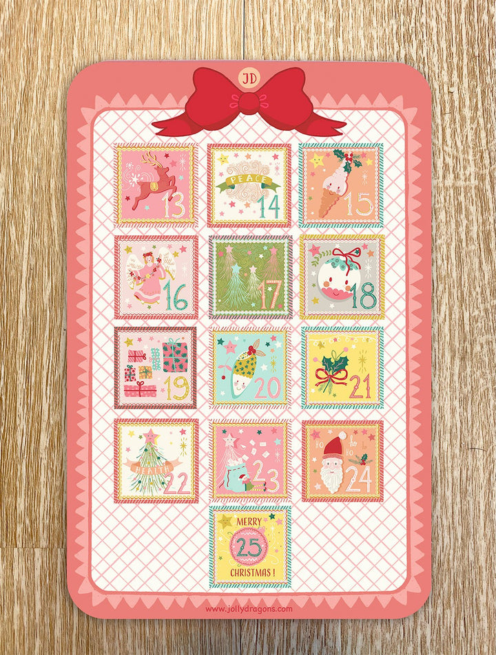Advent calendar sticker sheet set of 2 - Jolly Dragons