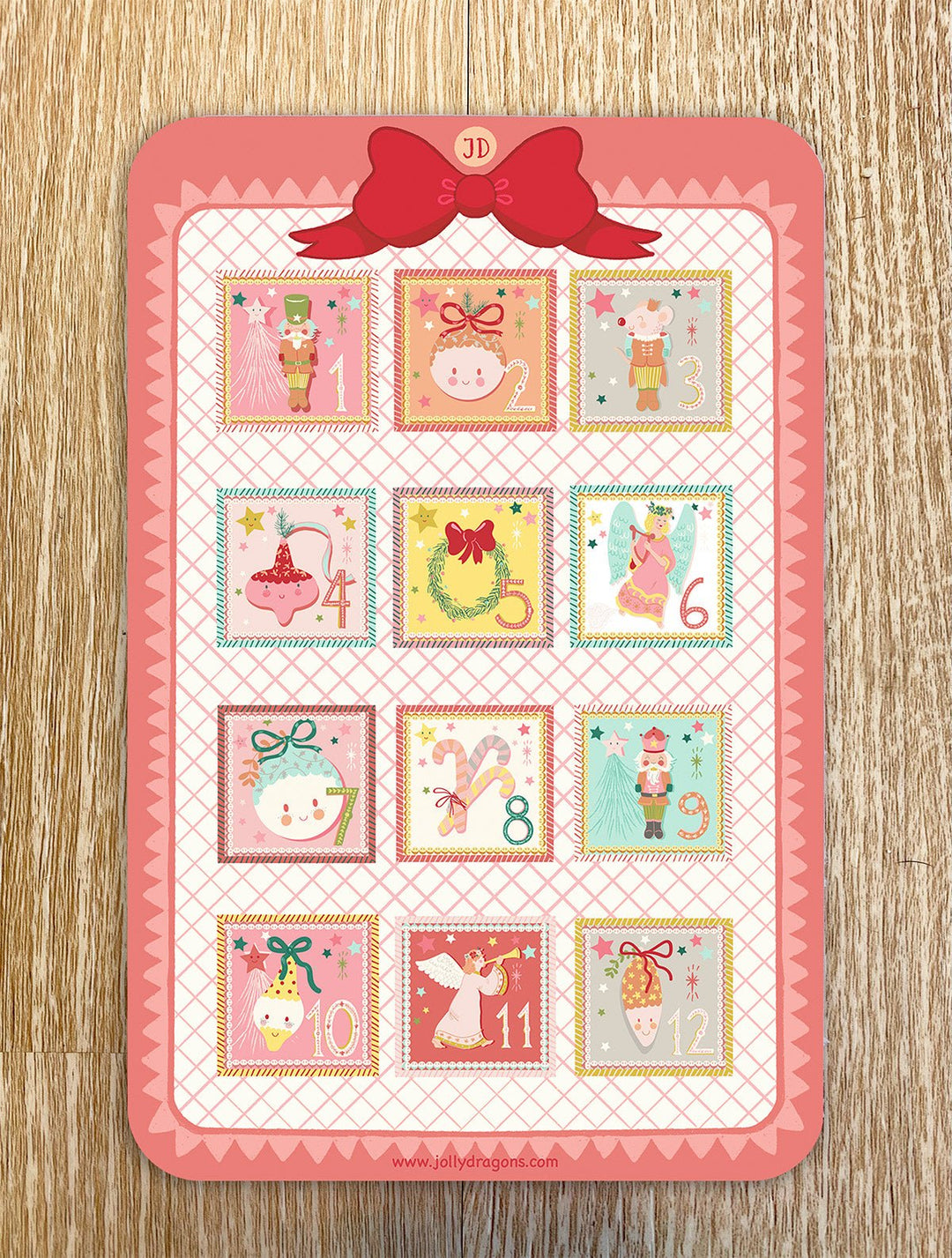 Advent calendar sticker sheet set of 2 - Jolly Dragons