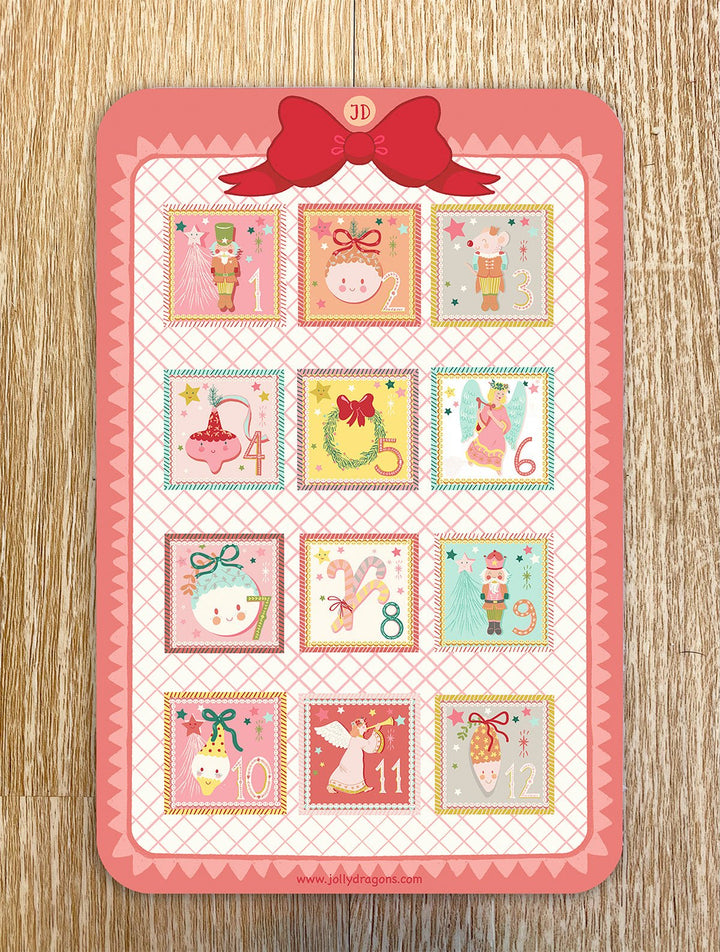 Advent calendar sticker sheet set of 2 - Jolly Dragons