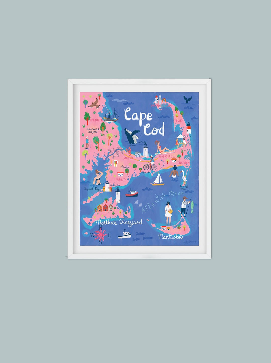 cape-cod-map-art-print-pink-jolly-dragons for Free Printable Map Of Cape Cod Cape Cod map art print, pink – Jolly Dragons for Free Printable Map Of Cape Cod