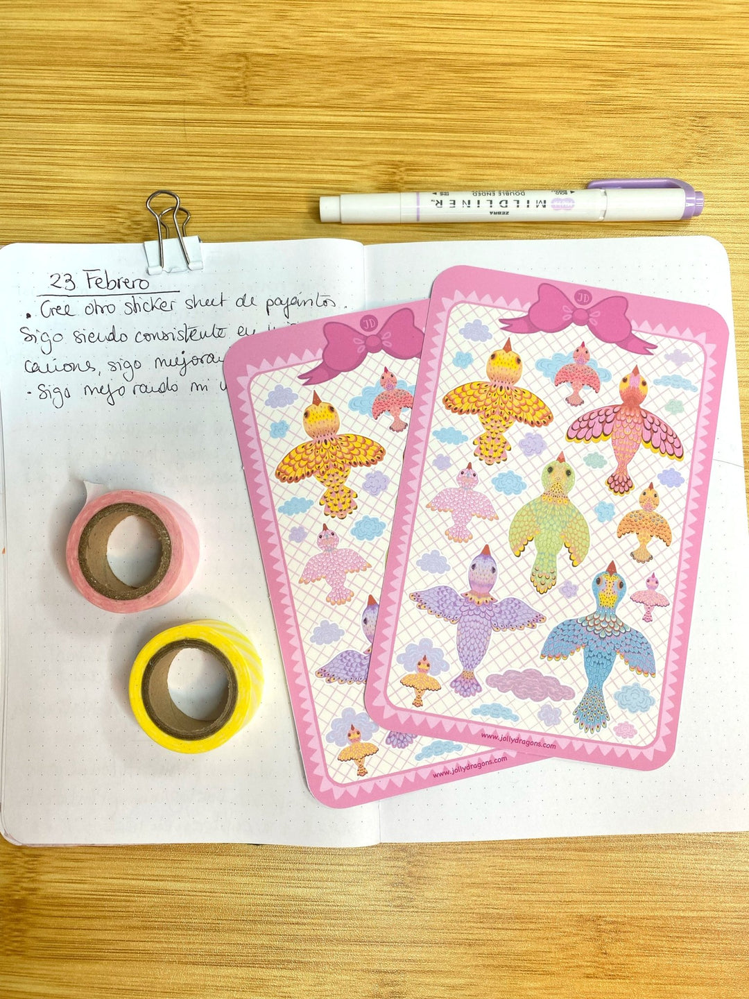Dreamy birds sticker sheet - Jolly Dragons