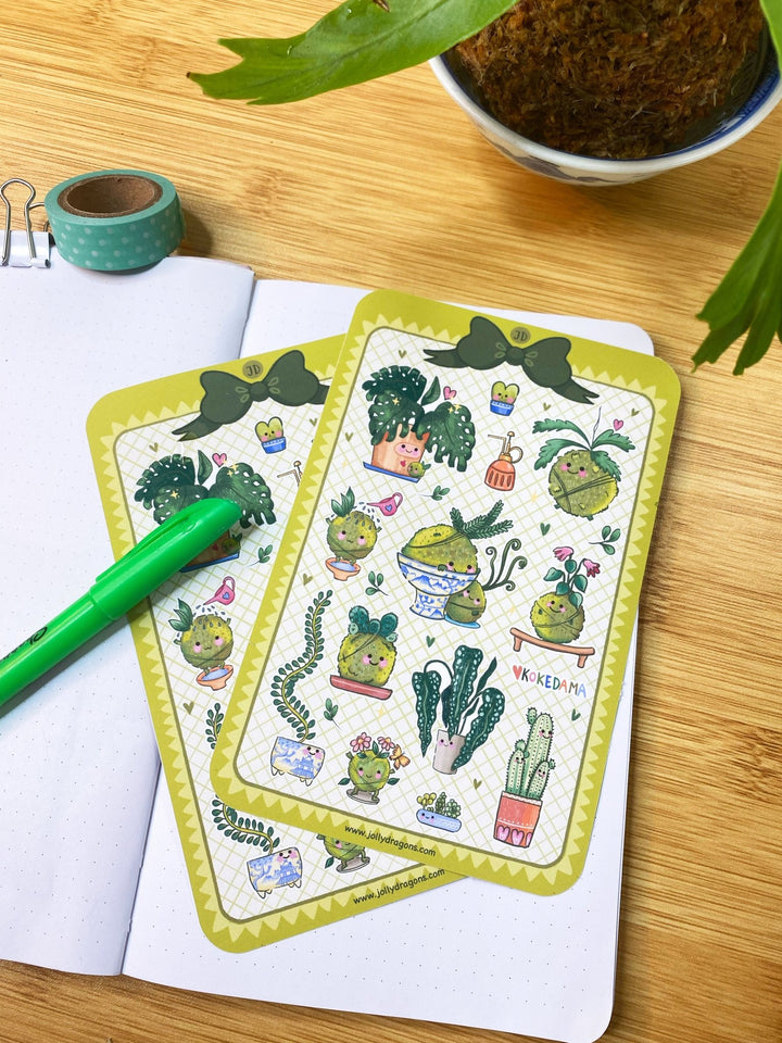 kokedama cute garden sticker sheet - Jolly Dragons